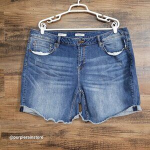 Vigoss Jeans Marley Shorts Size 20 High Rise Medium Light Wash Stretch Denim